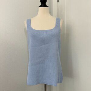 New Halogen 3X Blue Ribbed Knit Tank Top